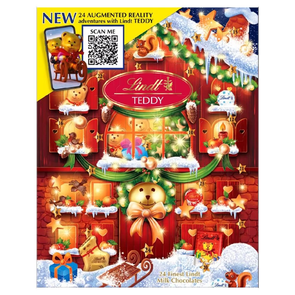Lindt Teddy Milk Chocolate AR Advent Calendar 2025  Large 250g  24 Bear & Friends Chocolates  Festive Gift for Him & Her