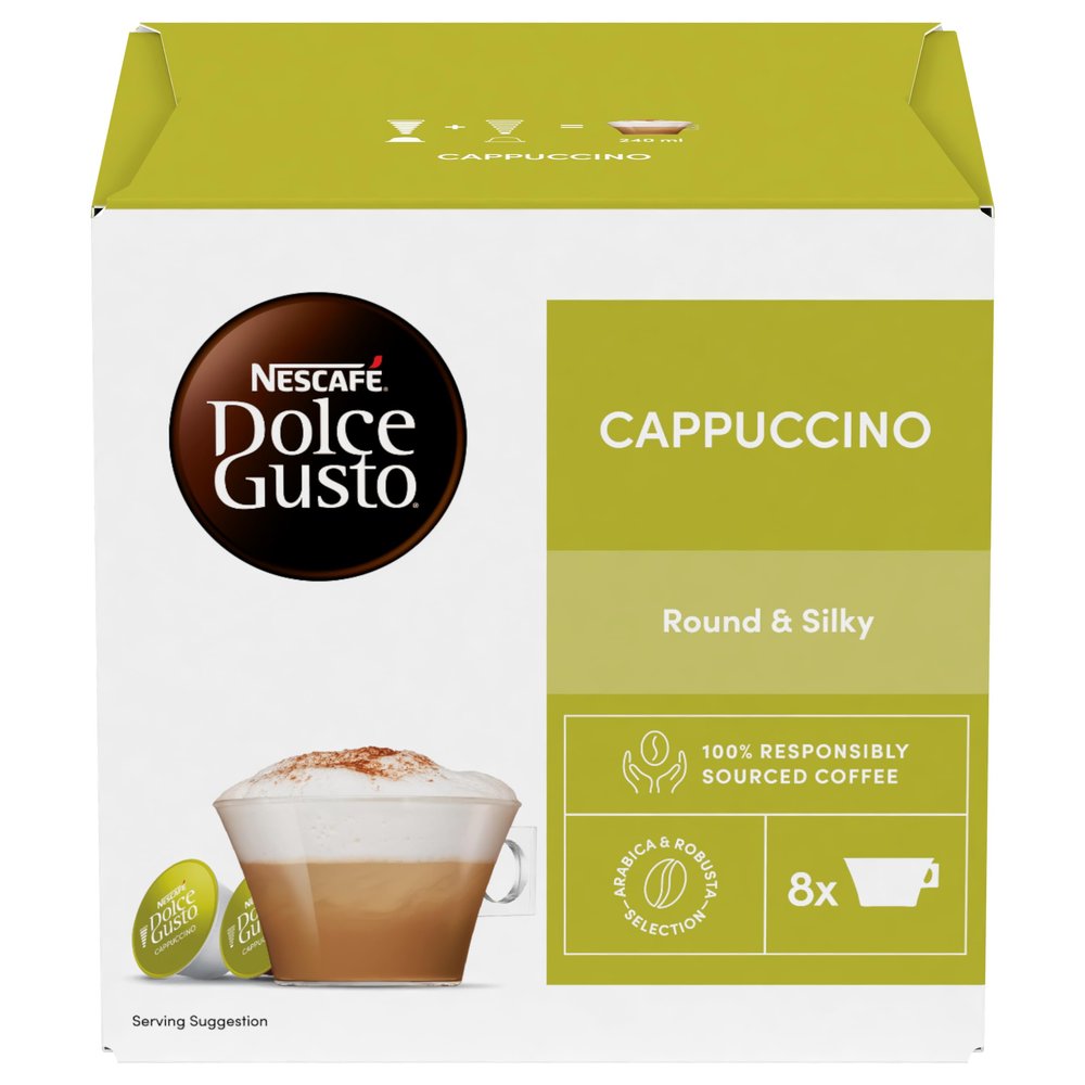 NESCAF Dolce Gusto Cappuccino Coffee Pods 16 Capsules (Total 8 Servings)