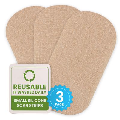 EpiDerm Silicone Gel Scar Small Strips - Premium Fabric-Lined Silicone Scar Sheets for Small Scars - Non-Medicated, Washable & Reusable Scar Tape - Gentle on All Skin Types - 3-Pack, Natural Tone
