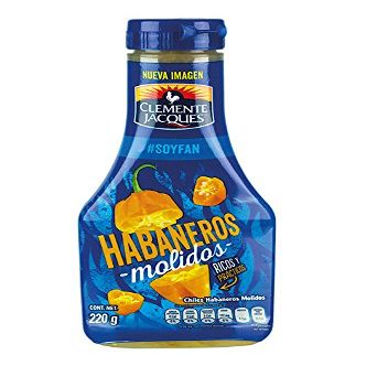 Chiles Habaneros Molidos -- Habanero chili sauce, bottle 220 g.