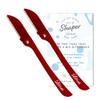 Lilibeth of New York Original Brow Shaper - Foldable Eyebrow Trimmer & Facial Hair Removal Device - Peach Fuzz Remover - Dermaplaning Tool for Women - Pack of 2 (Red) view 1