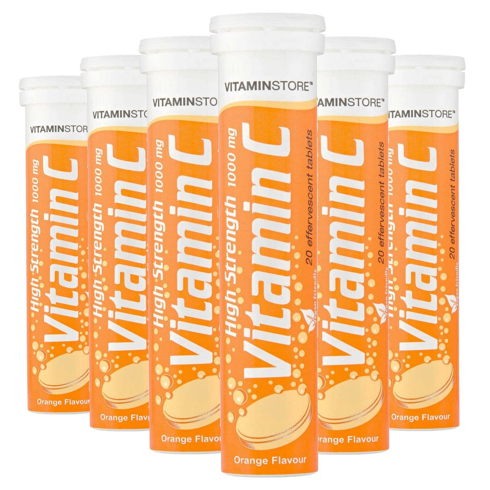 120 Vitamin C Orange 1000mg Effervescent Tablets *6 Packs of 20* HIGH Strength