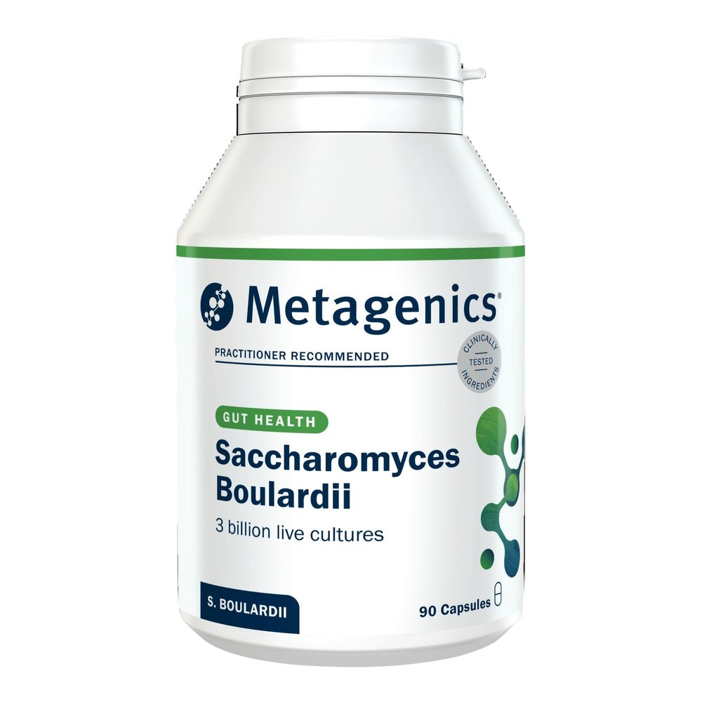 Metagenics Saccharomyces Boulardii 3 Billion - Travel Gut Support Supplement - No Refrigeration Required - 90 Capsules