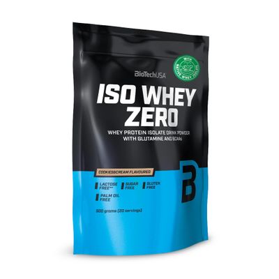 BioTechUSA Iso Whey Zero Premium Whey Protein Isolate with Native Whey Isolate, Added BCAA and glutamine, Cookies & Cream, 500 g (Pack of 1)