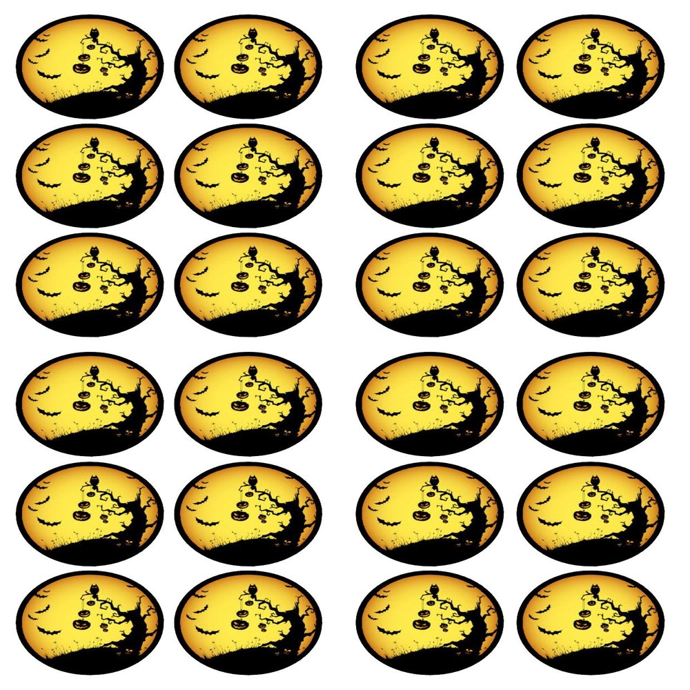 24 Halloween #3 Edible Wafer Paper Cupcake Toppers/Decorations