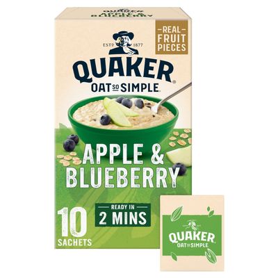 Quaker Oat So Simple Apple and Blueberry Porridge Sachets, 10x36 g