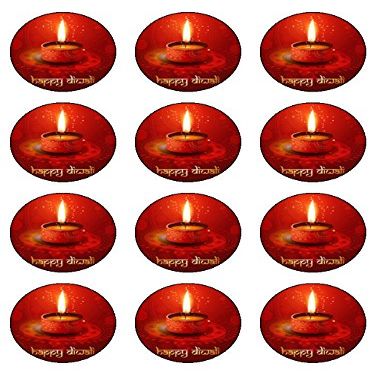 12x Diwali (2) 2" 5cm PRE-CUT PREMIUM RICE PAPER Edible cake Toppers