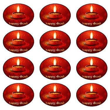12x Diwali (2) 2" 5cm PRE-CUT PREMIUM RICE PAPER Edible cake Toppers
