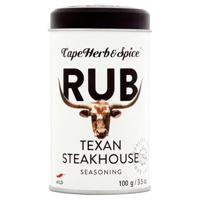 Cape Herb & Spice Rub Texan Steakhouse Seasoning Condiment, Chilli Rating Mild, 100 g Tin (Pack of 1)
