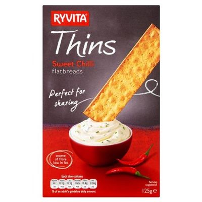 Ryvita Thins Sweet Chilli Flatbreads 125g (Pack of 6 x 125g)