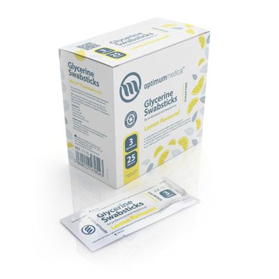 Optimum Medical Glycerin Swabsticks (x75) Lemon or Blackcurrant Flavour Pleasant Tasting Sugar Free Swab Sticks for Dry Mouth Relief and Dental Hygiene (Lemon - Box of 75)
