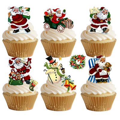 29 Stand Up Classic Father Christmas Santa Themed Premium Edible Wafer Paper Cake Toppers Decorations
