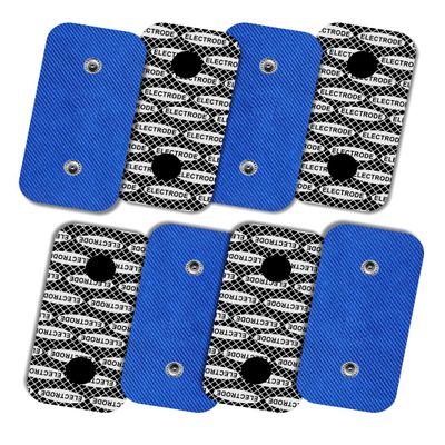 8 electrodes for Compex with silver pattern, 50x100mm with 2 SNAP connectors