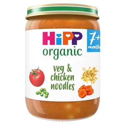 HiPP Organic Veg & Chicken Noodles Baby Food Jar 7+ Months 190g (Pack of 6)