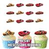 AK Giftshop Sports Car Mix Cake Decorations - 12 Edible Wafer Cup Cake Toppers view 1