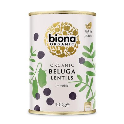 Biona Organic Canned Black Beluga Lentils 400g (Pack of 6)