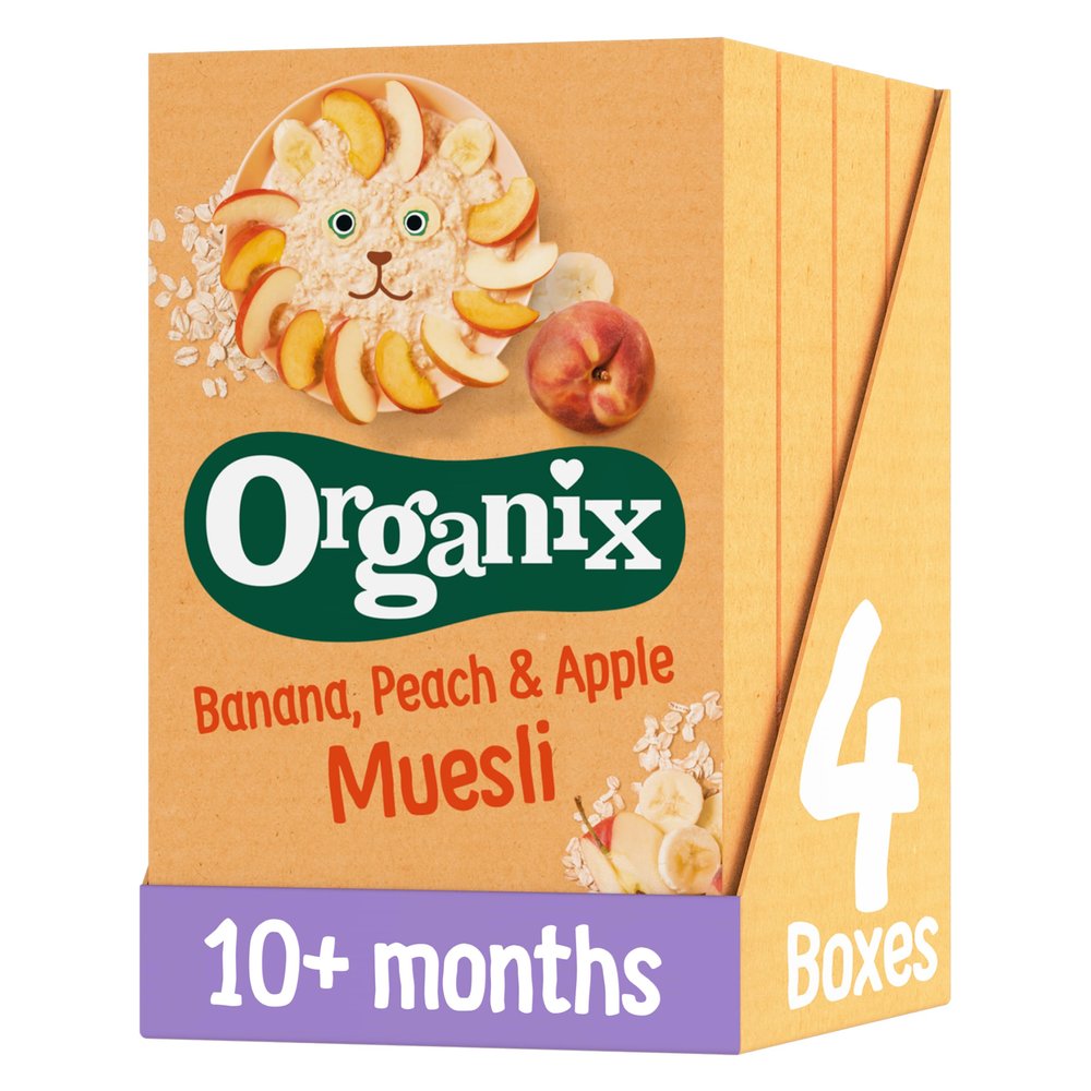 Organix Banana, Peach & Apple Organic Baby Muesli, 10+ Months, 200 g Box (Pack of 4)