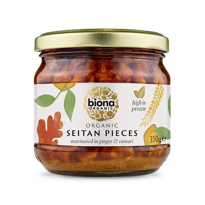 Biona Organic Seitan Pieces 350g, Pack of 6 Jars - Organic, Marinated in Ginger & Tamari Soya Sauce - Source of Protein - Meat Substitute suitable for Vegetarians and Vegans