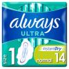 Always Ultra Normal Sanitary Towels Wings, Size 1, Pack Of 14 view 1