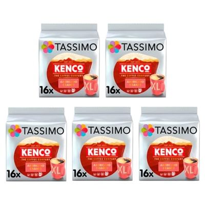 Tassimo Kenco Americano Grande XL Coffee Pods x16 (Pack of 5, Total 80 Drinks)