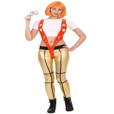 5th Element Adult Leeloo Orange Harness Fancy Dress Costume for Women, Women's SiFi Dressup, Fifth Element Halloween Fancy Dress Costume Small