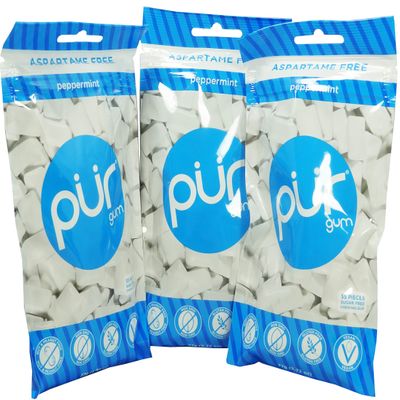 (3 PACK) - Pur Gum - PUR Gum Peppermint Bag | 80g | 3 PACK BUNDLE