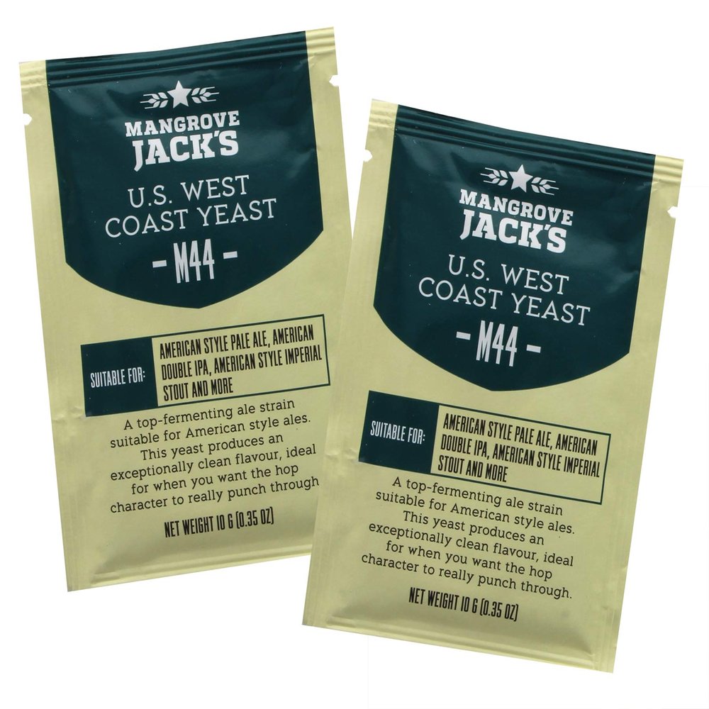 2X Mangrove Jacks Yeast M44 US West Coast Craft Series Yeast 10g Treats 23L