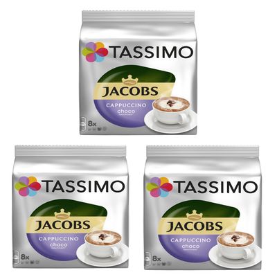Jacobs Cappuccino Choco Chocolate - 8 Discs/Servings Per Pack - Pack of 3 (Total 24 Servings)