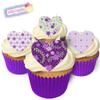 12 Violet Shabby Chic Heart Cake Toppers, Plus 12 Matching Smaller Hearts! view 1