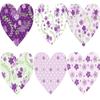 12 Violet Shabby Chic Heart Cake Toppers, Plus 12 Matching Smaller Hearts! view 2