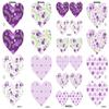 12 Violet Shabby Chic Heart Cake Toppers, Plus 12 Matching Smaller Hearts! view 3