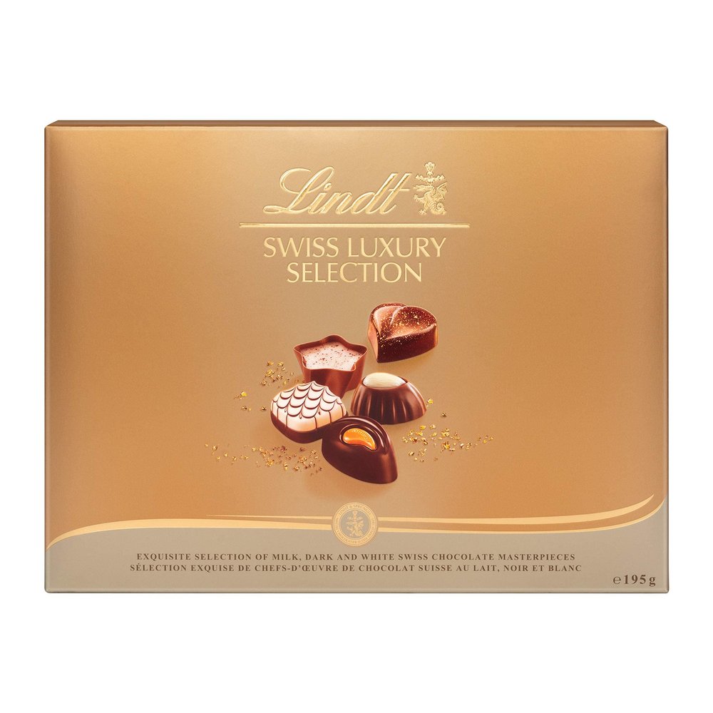 Lindt Swiss Luxury Selection | 19 Assorted Milk, White and Dark Chocolate Box Medium, 195g | Gift Present or Sharing Box for Him and Her | Christmas, Birthday, Celebrations, Congratulations, Thank you