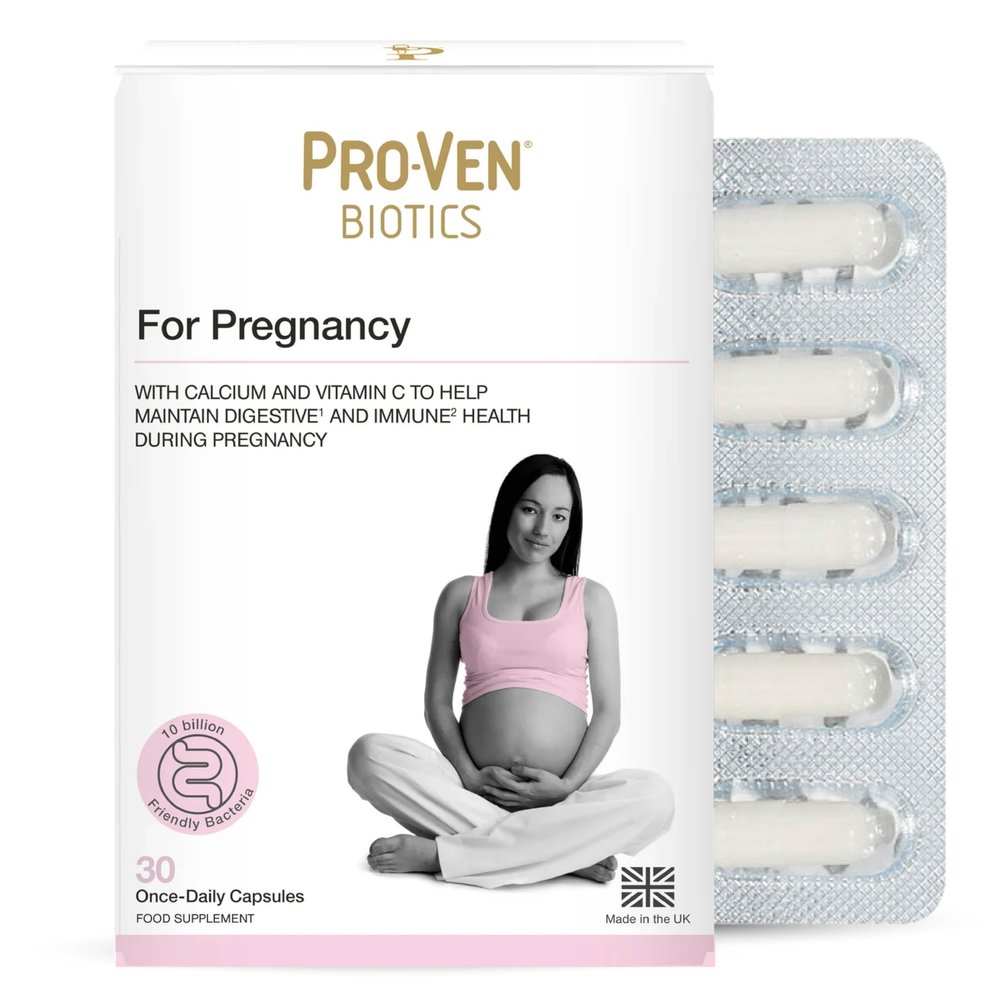 Pro-Ven Probiotics for Pregnancy Gut Health & Immune System Support Supplement Vitamin C and Calcium Safe for Mum and Baby 10 Billion CFU 30 Capsules
