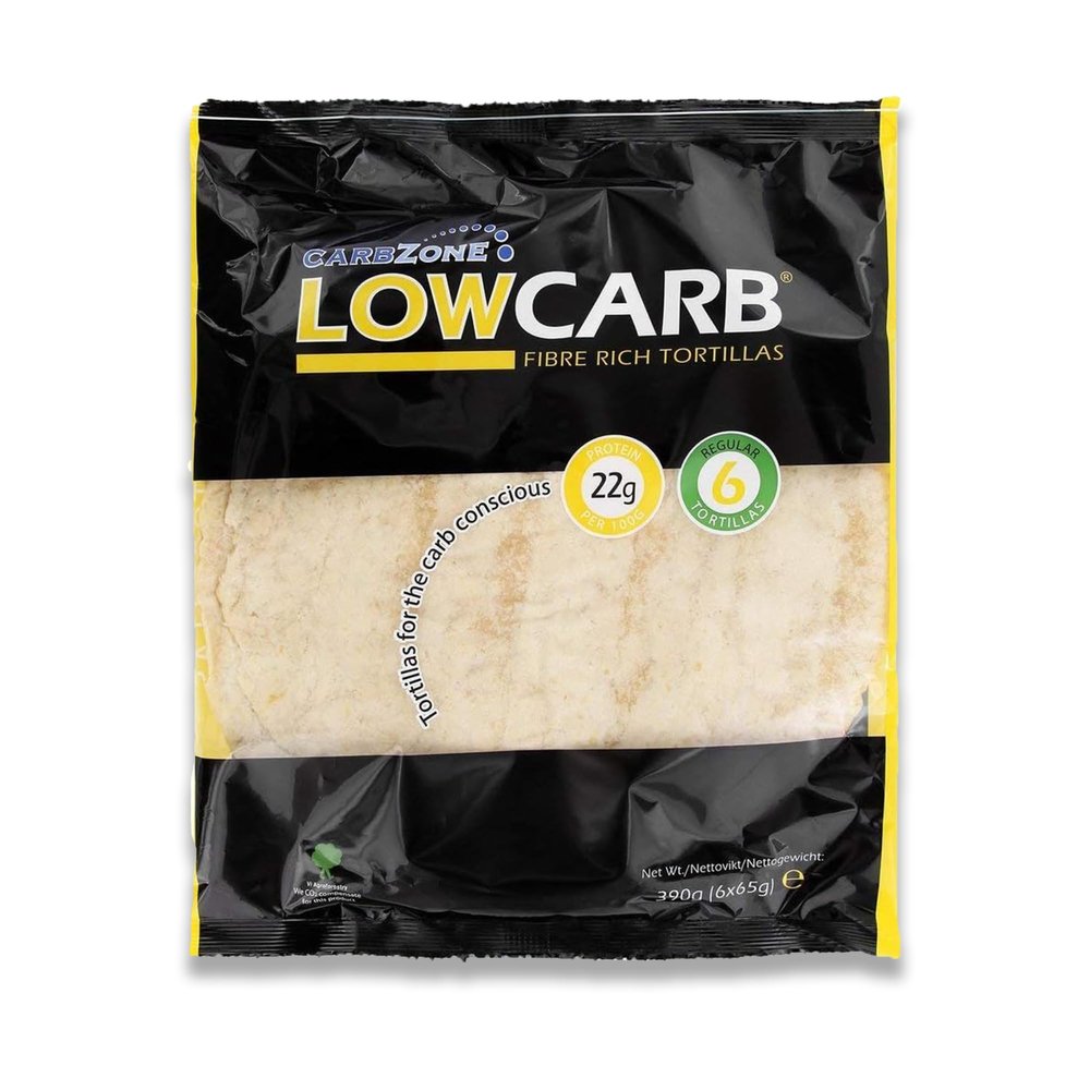 Carbzone Low Carb Fibre Rich Tortilla, Vegan Friendly, No Added Sugar, Whole Grain Wheat, High Protein, 6 Tortillas, 390 Grams (Pack Of 2)