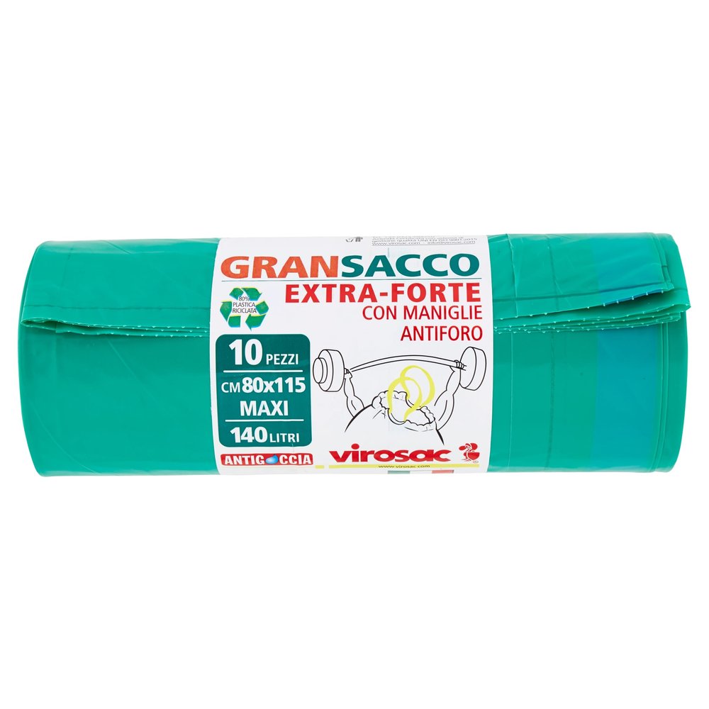 VIROSAC Garbage bags 80x115 Green 10 pcs. extra strong, Yellow, L