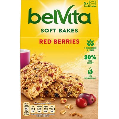 Belvita Breakfast Soft Bakes Red Berries, 5 x 50g