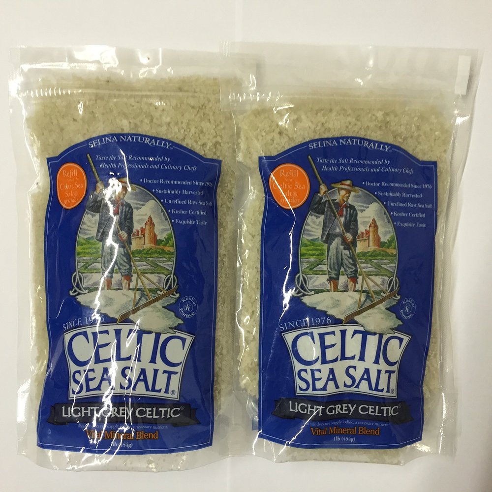 2 x Celtic Sea Salt, Light Grey Celtic, Vital Mineral Blend, 1 lb (454 g)