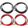 SEISMIC AUDIO - SATRX-2-4 Pack of 2' 1/4" TRS to 1/4" TRS Patch Cables - Balanced - 2 Foot Patch Cord - Black and Red view 1