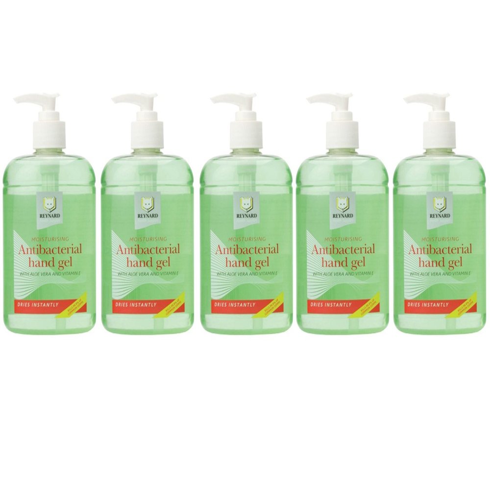 Ability Superstore 500 ml Antibacterial Hand Gel Pump Action Bottle - Pack of 5