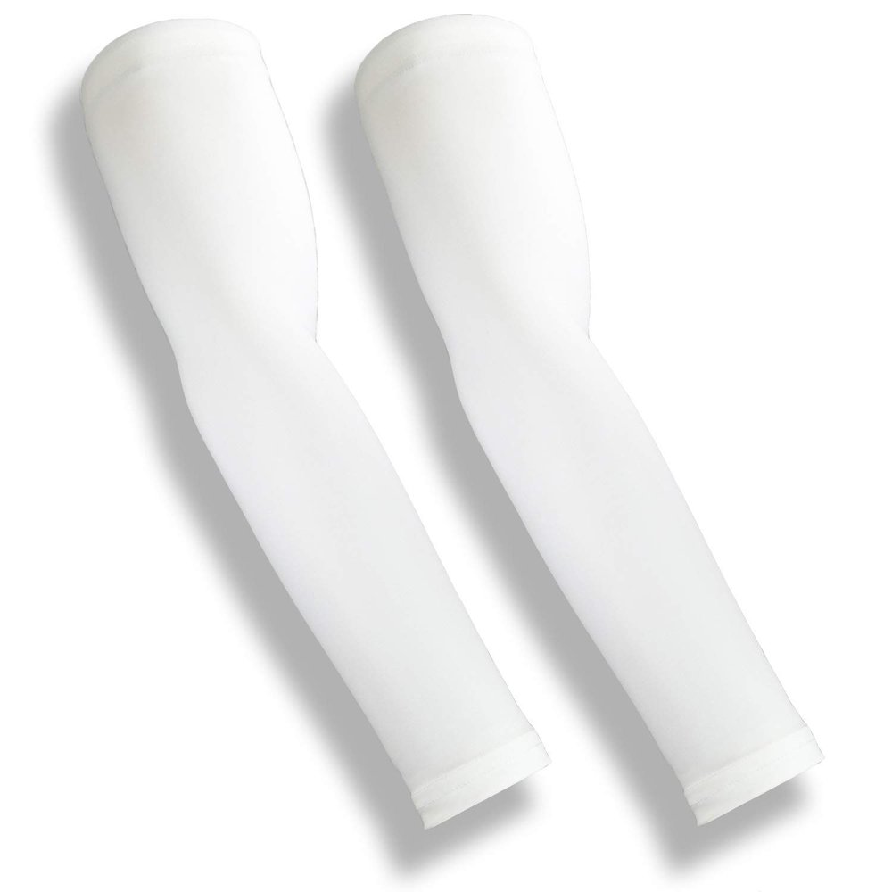iM Sports SKINGUARDS Skin Protection Full Arm Sleeves + Protects Aging or Thin Skin + UV Protection - Unisex + Made in USA - White - Medium/Large - Pair