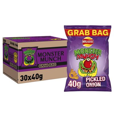 Monster Munch Pickled Onion Snacks, 40g (Pack of 30)