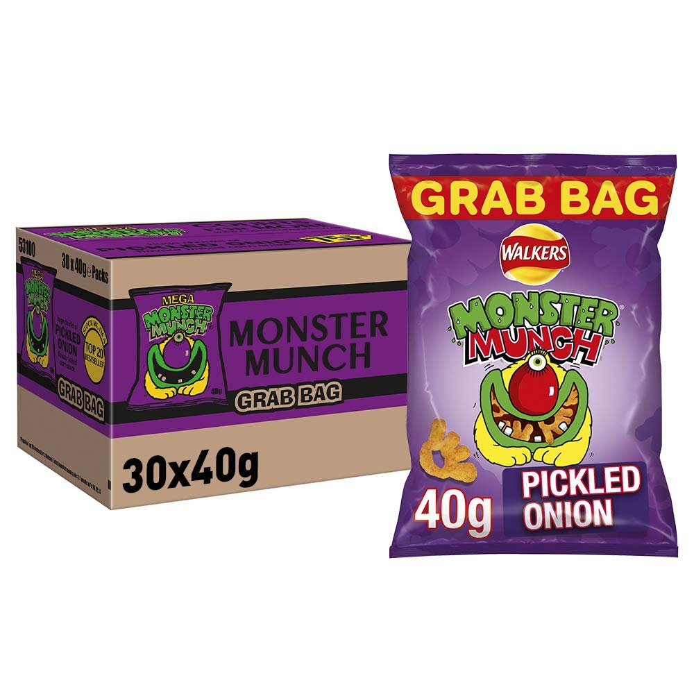 Monster Munch Pickled Onion Snacks, 40g (Pack of 30)