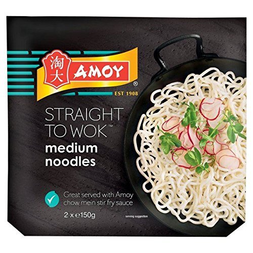 Amoy Straight to Wok Medium Noodles 2 x 150g - Pack of 2