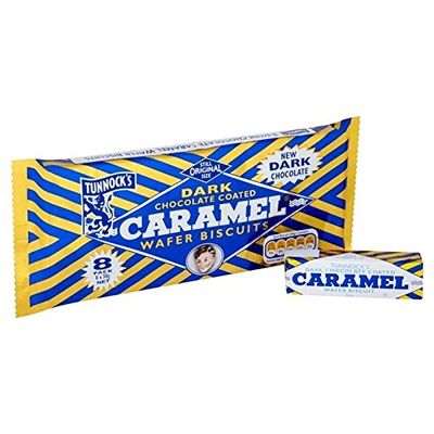 Tunnocks Dark Chocolate Caramel Wafers 8 x 30g - Pack of 2