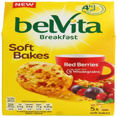 Belvita Soft Bakes Red Berries Breakfast Biscuits 250 g (Pack of 6)