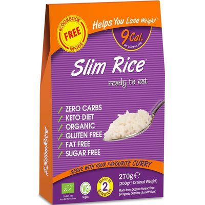 Eat Water Slim Rice Pack Of 1 - Gluten Free Keto Paleo Diet Low Calorie - High In Protein Fat Free Ready To Eat Meal