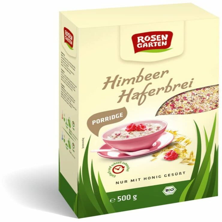 Rosengarten Organic Porridge Raspberry Oatmeal (6 x 500 g)