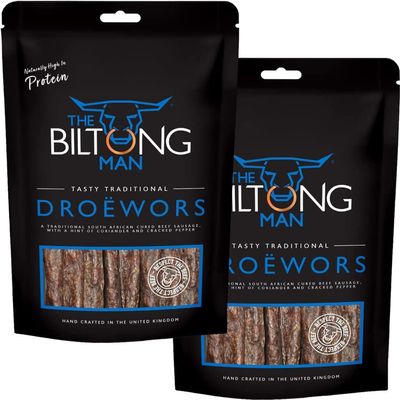The Biltong Man Tasty Traditional Drowors Sticks High-Protein Beef Snack, 1000g (2 x 500g)