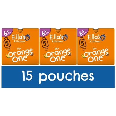 Ellas Kitchen The Orange One Fruit Smoothie Multipack 5x90 g (Pack of 3, Total 15 Pouches)