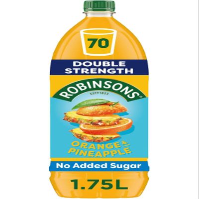 Robinsons Double Strength Orange & Pineapple No Added Sugar Fruit Squash 1.75L Bottle